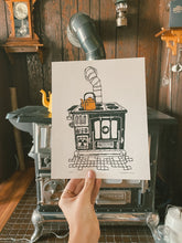 Load image into Gallery viewer, The Baker Stove Lino Print
